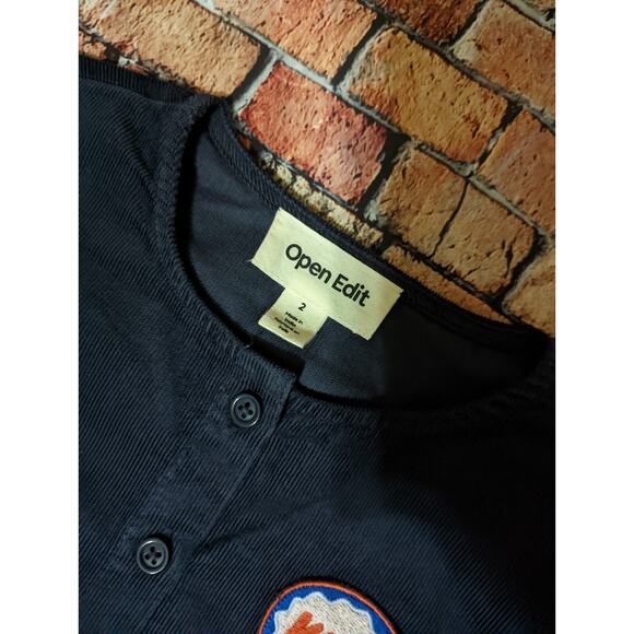 NWT Open Edit Corduroy Henley Dress Kids' Girl Navy Kind Award Patch Size 2 - Picture 4 of 5